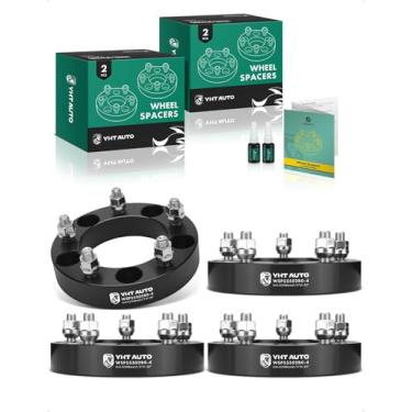 Imagem de YHTAUTO Espaçadores de roda centralizados de cubo 5 x 5,5 de 1,25 polegadas compatíveis com modelos Ford, Dodge e Jeep, espaçadores de pneu F-150 E-150 Ram 1500 com pinos de 1/2 "-20, furo do cubo de 108 mm 5 lug 4 peças adaptador de roda preto