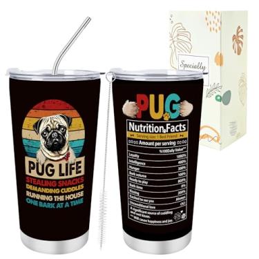 Imagem de Keluna Pug Lovers Gifts - Copo isolado Pug Life de 590 ml com canudo de tampa, presentes de aniversário de Natal, Dia das Mães, Dia dos Pais para cães, mães, donos de pais, amantes de cães de