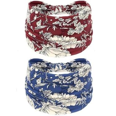 Imagem de Bandanas largas para mulheres com nó antiderrapante turbante macio acessórios de cabelo boho africano cor sólida envoltório de cabeça para mulheres, ioga, treino, pacote com 2