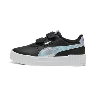 Imagem de PUMA Tênis infantil unissex Carina Hook and Loop, Preto e azul frio Ah25, 13 Little Kid