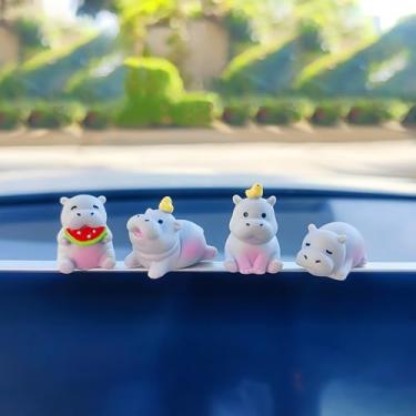 Imagem de Lindas decorações de painel de carro hipopótamo, ornamentos engraçados para brincar de hipopótamo, acessórios para espelho retrovisor, decoração de console central, acessórios de carro para mulheres