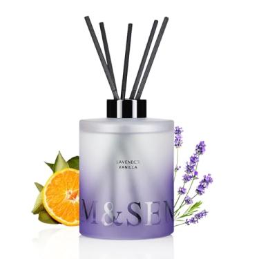 Imagem de M&SENSE Conjunto de difusor de palhetas de lavanda e baunilha – Difusor de perfume doméstico de longa duração com bastões, difusor de óleo essencial natural presente para escritório, quarto e banheiro