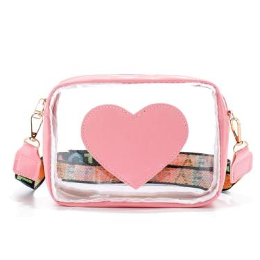 Imagem de Bolsa transparente aprovada para estádio bolsa transversal transparente com alça ajustável para shows e eventos esportivos bolsas, rosa, Medium, Rosa