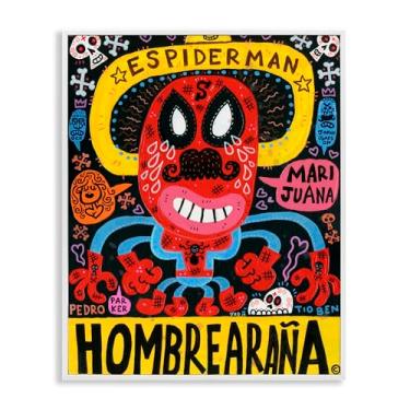 Imagem de Stupell Industries Colagem icônica de personagem de super-herói arte giclée emoldurada branca, design de Jorge R. Gutierrez, 76 x 61 cm