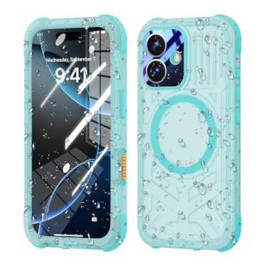 Imagem de yopuendi Capa para iPhone 17 de 6,3 polegadas, fosca, transparente, fosca, à prova d'água, com protetor de lente de câmera de tela integrada, capa protetora para celular, natação subaquática, lado