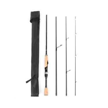 Imagem de Vara de Pesca de Viagem Vara de pesca portátil viagem leve fibra carbono 4 peças vara telescópica