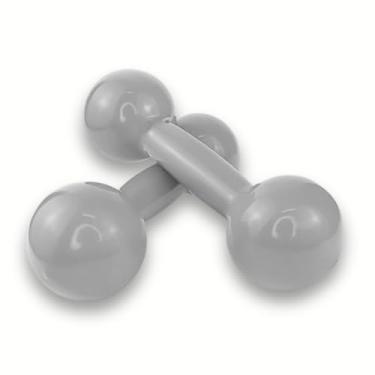 Imagem de Par de Halter Peso 05 Kg Cor Cinza Treino Musculação Fisioterapia