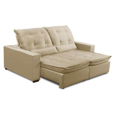 Imagem de Sofa Retratil Reclinavel 2 Lugares 2,80m Atlantis Veludo Bege Lansofbr
