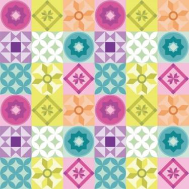 Imagem de Papel De Parede Azulejo Geométrico Vivo