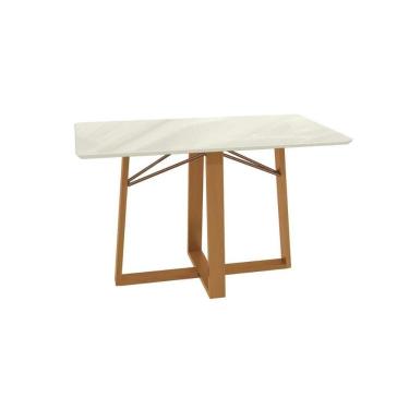 Imagem de Mesa De Sala Jantar Elma Premium Madeira Maciça C- Tampo Madeirado C- Vidro 160x90cm Carvalho-off White - Kappesberg