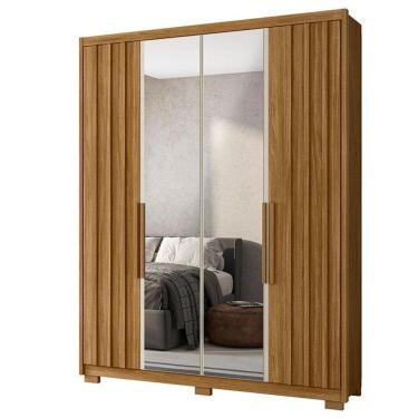 Imagem de Guarda Roupa Solteiro Califórnia 4 Portas Freijó Off White Com Espelho - Moval