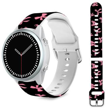 Imagem de TopPerfekt Pulseira compatível com relógio Garmin Forerunner 965 - Pulseira de substituição de silicone macio chique rosa para relógio inteligente 965 para mulheres e homens - laço preto/rosa