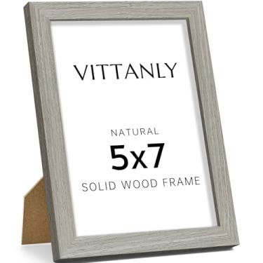 Imagem de Vittanly Porta-retrato 12 x 18 cm, moldura de madeira maciça com acrílico, inclui tapete de 10 x 15 cm, pendurar na parede ou mesa para decoração de casa, cinza, 1 pacote