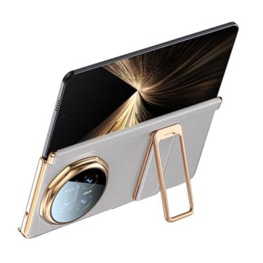 Imagem de FWYANZH Capa para Honor Magic V5, capa traseira de couro genuíno, alça de mão invisível, suporte com tudo incluído, dobradiça à prova de choque, branca, V5