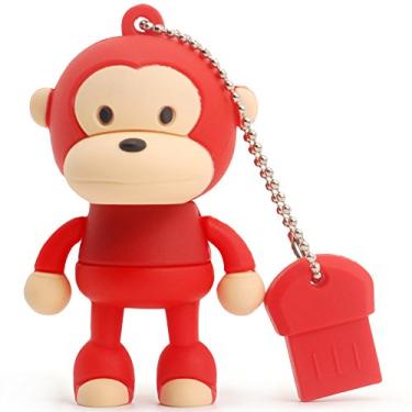 Imagem de Pen Drive USB de 16 GB, dispositivo externo de armazenamento de dados, animal fofo, perfeito para presentear familiares e amigos (macaco vermelho)
