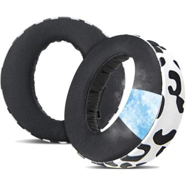Imagem de SOULWIT Almofadas Auriculares de Substituição para Sony Playstation 5 Pulse PS5 3D Wireless Headset, Almofadas Auriculares com Espuma para Isolamento de Ruído - Gel Refrescante Leopardo da Neve