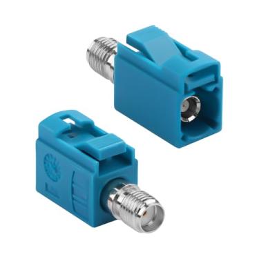 Imagem de QIANRENON FAKRA Z Jack para SMA Adaptador conector RF coaxial conversor azul água FAKRA Z fêmea para SMA fêmea adaptador de antena automotiva 0-4GHz 50Ω, para modem 4G/5G veículo GPS SDARS