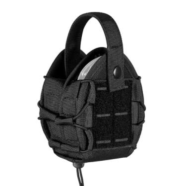 Imagem de LINXGR Bolsa dupla para punho tático para cinto de serviço MOLLE Coldre de algema adequado para Asp/Dobradiça/Corrente/Algemas Rígidas Dobráveis Equipamento Policial (Preto)