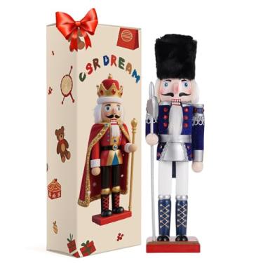 Imagem de Enfeites de quebra-nozes de madeira de 29 cm (decorações de Natal, bonecos de quebra-nozes) (presente colecionável festivo) para mesa, mesa, lareira e decoração de Natal, AxeSoldier