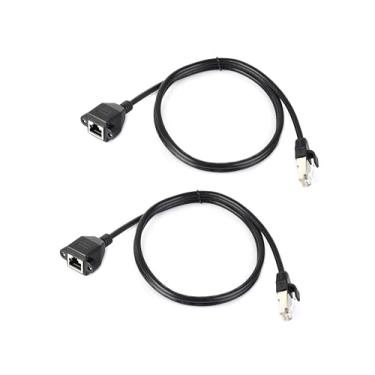 Imagem de UeeKKoo Cabo de extensão Ethernet, pacote com 2 adaptadores de cabo extensor Ethernet Cat 6 (1,8 m) suporta padrões Cat6 / Cat5e / Cat5, cabos RJ45 blindados macho para fêmea (3,28 pés)