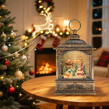 Imagem de Globos de neve de Natal, globo de neve iluminado com temporizador de música 6H, queda de neve automática, alimentado por USB ou bateria, globo de Natal com cena de globo de neve de Papai Noel