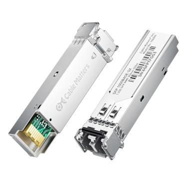 Imagem de Cable Matters Pacote com 2 transmissores de fibra 1000BASE-SX SFP para LC multimodo 1G modular para Cisco, Dell, Ubiquiti, TP-Link, Juniper, Huawei, Mellanox, Mikrotik, Netgear e Supermicro Equipment