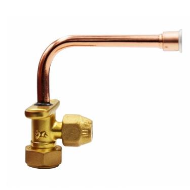 Imagem de Boginity Válvula globo de 3 vias para ar condicionado Cotovelo para porta 1/4. Tubo de cobre curva 90° válvula globo de três vias (1/4)