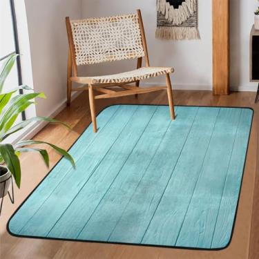 Imagem de Tapete de área para sala de estar, lavável à máquina, de madeira azul, à beira-mar, antiderrapante, tapete macio, para sala de estar, quarto, sala de jantar, berçário, cozinha, decoração de casa