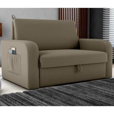 Imagem de Sofá Cama Com Baú 2 Lugares Raheny Veludo Maserati Cappuccino