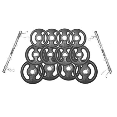 Imagem de Kit Halteres De Anilhas E Barras Fitness - 24 Kg-Masculino