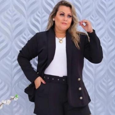Imagem de Max Blazer Alfaiataria Alongado Plus Size - Mclube, Preto, G3