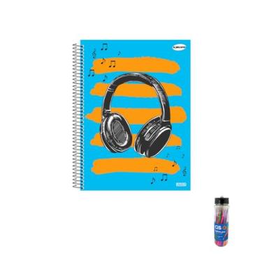 Imagem de Kit Caderno Masculinos 10 Matérias Capa Dura 200 Folhas KBOM + Caneta Esferográfica 0.7mm Sortida 24 Unidades