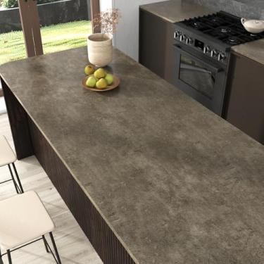 Imagem de EPPKILY Papel de parede de concreto marrom descasque e cole bancadas papel de contato de concreto marrom papel de parede texturizado autoadesivo à prova d'água para quarto banheiro decoração de parede