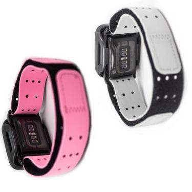 Imagem de [Pacote com 2] Pulseira de braço compatível com Whoop 5.0, pulseira ajustável de lycra macia e respirável com capa para Whoop 5.0 One Peak MG/Life (ECG não suporte) (cinza rosa)