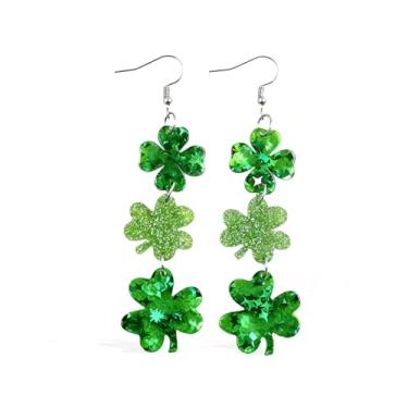 Imagem de Camisetas femininas do Dia de São Patrício, brincos de trevo verde, brincos irlandeses, presentes de dia de São Patrício, roupa de férias, A1: brincos de trevo, G