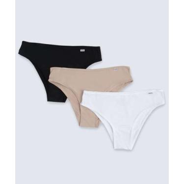 Imagem de Kit 3 Calcinhas Biquíni DelRio-72638, Branco, Bege, P