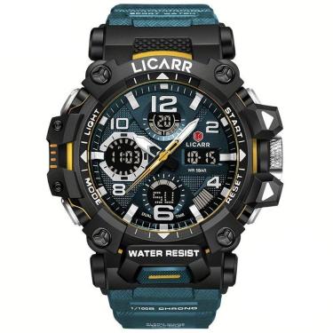 Imagem de Relógio Digital Masculino à Prova De água 5atm Duplo Display Esportivo Quartzo Verde Escuro