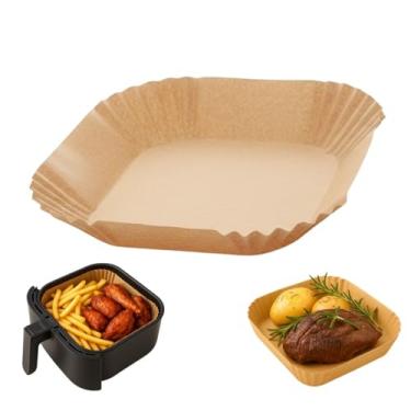 Imagem de Kit 100 Forma Papel AirFryer Quadrada 20cm Antiaderente Forro Descartável Protetor Gordura Fritadeira Sem Óleo Papel Air Fryer Universal Compatível Diversas Fritadeiras Assar Cozinhar Prático