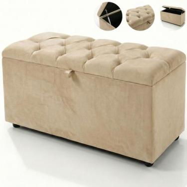 Imagem de Recamier Baú Estofado Minimalista Moderno Calçadeira Sapateira Sala Qu