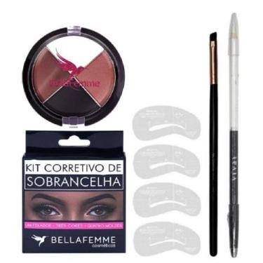 Imagem de Kit Delineador Sobrancelhas Sombras + Pincel + Molde + Lápis - Playboy