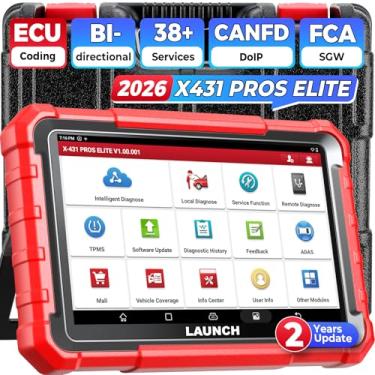 Imagem de LAUNCH PROS Elite X431 Ferramenta de digitalização de testes ativos de codificação ECU bidirecional, 38+ redefine o scanner completo do sistema, CAN FD DoIP FCA SGW, V.A.G guiado