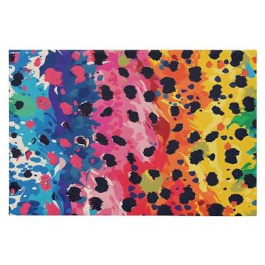 Imagem de CEBUGI Tapete de área 60 x 90 cm, macio, lavável, antiderrapante, com revestimento de borracha, estampa de leopardo, para sala de estar, quarto, decoração de casa