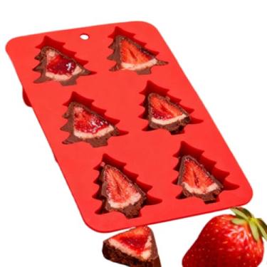 Imagem de Molde de Silicone para Árvore de Natal - Utensilio De Forno Resistente Ao Calor,Moldes de Silicone para Cozedura com 6 Cavidades - Para Padaria Caseira, Bolo de Chocolate, Mousse, Festas e Sobremesa