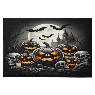 Imagem de CEBUGI Tapete de área 60 x 90 cm macio lavável tapete antiderrapante com suporte de borracha tapetes de área de fundo de Halloween para sala de estar, quarto, decoração de casa