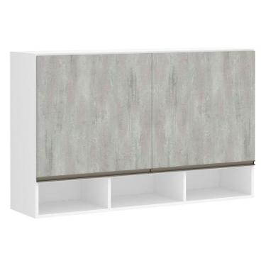 Imagem de Armário 120cm 2 Portas C/Nicho Branco Polar C/Concreto