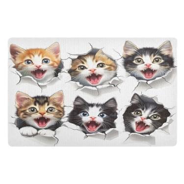 Imagem de Qilmy Capachos de gato quebrando a parede ao ar livre 81 x 50 cm, tapete de boas-vindas interno, tapetes de banho fofos, capacho frontal antiderrapante para entrada, pátio, áreas de alto tráfego 202