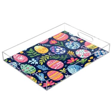 Imagem de STAYTOP Linda bandeja de acrílico para servir ovos de Páscoa, 15,7 x 11,20 cm, bandejas decorativas à prova de derramamento, organizador de bancada para café da manhã, chá, comida, maquiagem