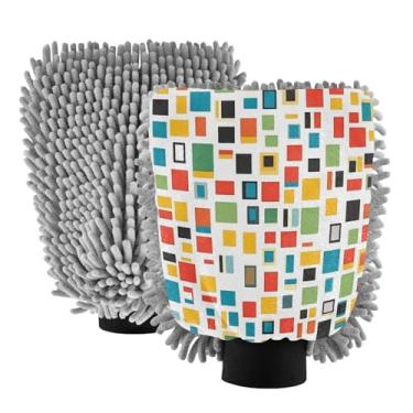 Imagem de STAYTOP Luvas coloridas para lavagem de carro, 2 peças, luvas de microfibra de chenille, sem arranhões, panos de esponja de lavagem ultra absorventes para carros, limpeza doméstica - M