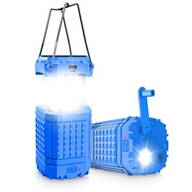 Imagem de Lanterna de Camping com LED Elétrica Sobrevivência Emergência Energia Solar e Manivela USB Carregador para Celular Itens Essenciais Interrupção