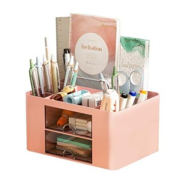 Imagem de Organizador de Escritório Multifuncional com Gaveta para Canetas - Plástico 7 Compartimentos Mesa Eficiente Economizar E